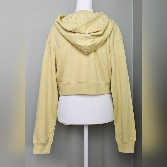 Womens Oversized Cropped Hooded Sweatshirt 'not a phase' Spring Yellow/Green - Picture 5 of 14
